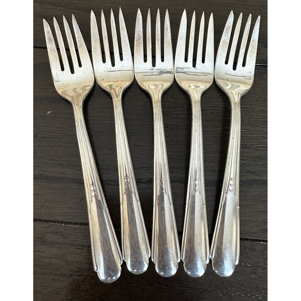 5 Vintage Fairfield Silver Plate Salad Fork